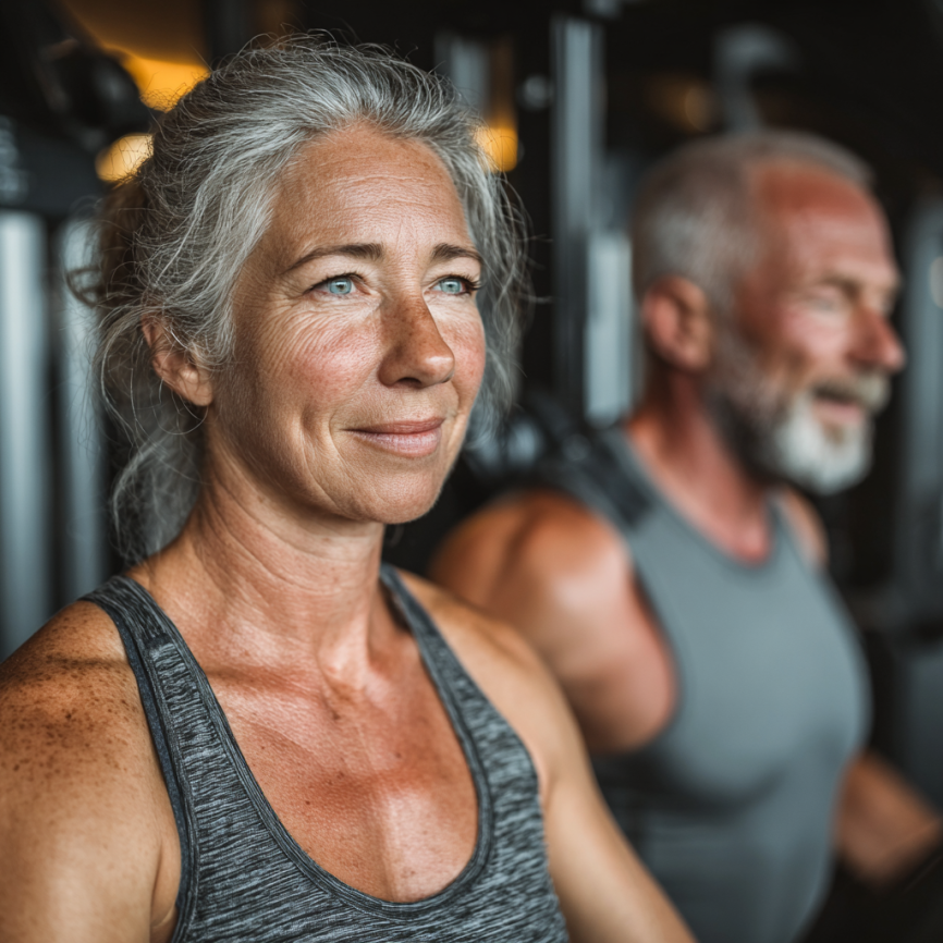 Grup de adulți practicând exerciții de fitness în aer liber